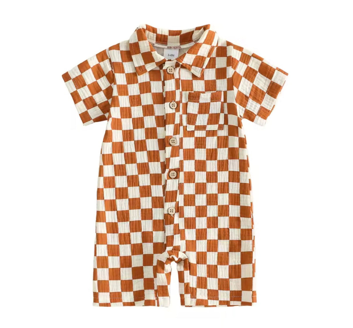 Rust Checkered Romper