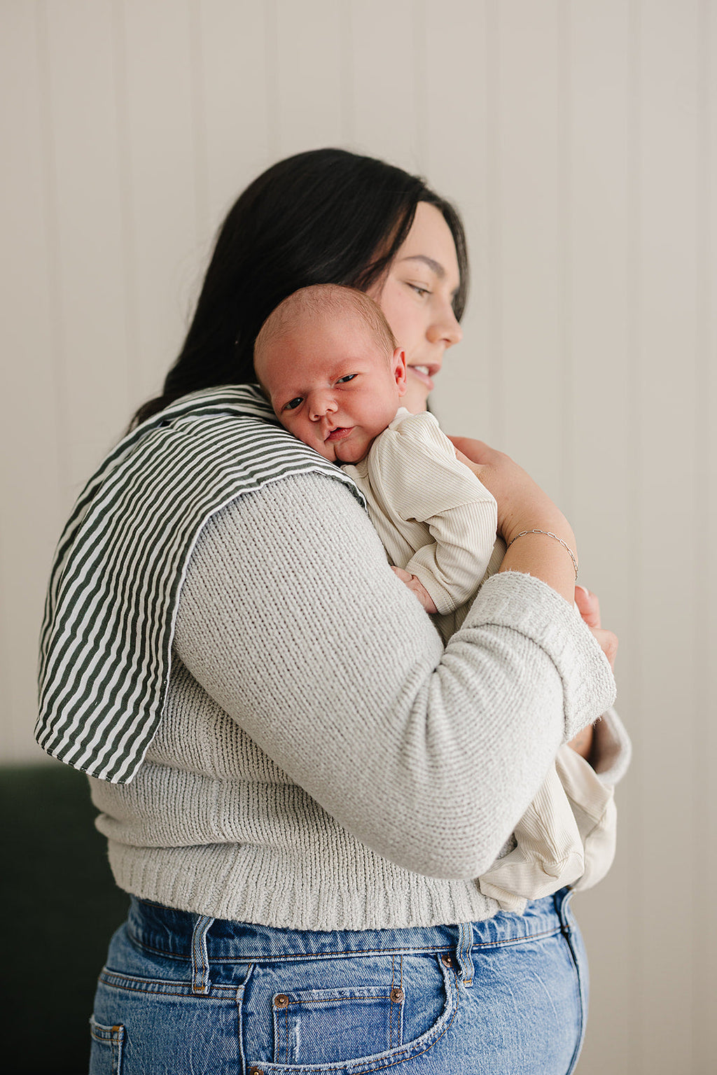 Green Stripes Muslin Burp Cloth